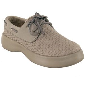 Womens Soft Science The Cruise Loafers Lightweight Woven Leather Laces Boat Tan